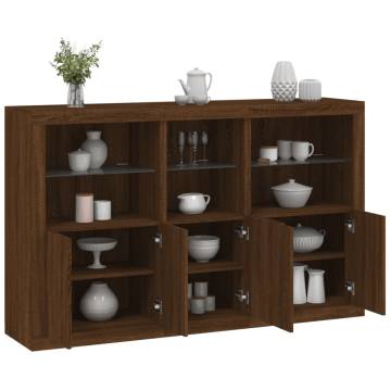 Stylish Brown Oak Sideboard with LED Lights - Hipomarket