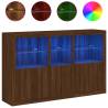 Stylish Brown Oak Sideboard with LED Lights - Hipomarket