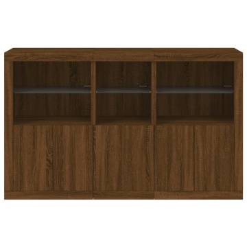 Stylish Brown Oak Sideboard with LED Lights - Hipomarket