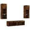 Stylish 6 Piece TV Wall Units with LED Smoked Oak Finish