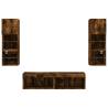 Stylish 6 Piece TV Wall Units with LED Smoked Oak Finish