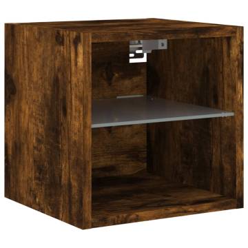 Stylish 6 Piece TV Wall Units with LED Smoked Oak Finish