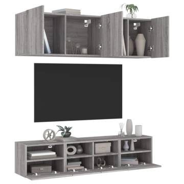 5 Piece Grey Sonoma TV Wall Units - Stylish Space Saver