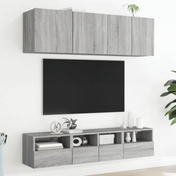 5 Piece Grey Sonoma TV Wall Units - Stylish Space Saver