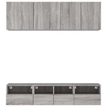 5 Piece Grey Sonoma TV Wall Units - Stylish Space Saver