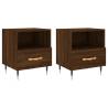 2 pcs Brown Oak Bedside Cabinets - Modern & Stylish Storage