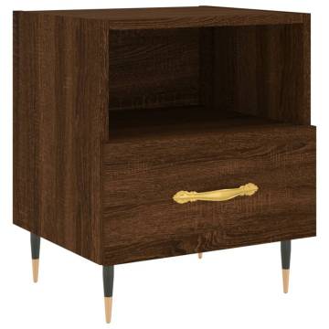 2 pcs Brown Oak Bedside Cabinets - Modern & Stylish Storage