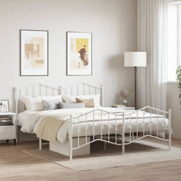 Elegant White Metal Bed Frame Super King 180x200 cm