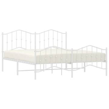 Elegant White Metal Bed Frame Super King 180x200 cm