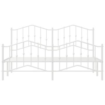 Elegant White Metal Bed Frame Super King 180x200 cm