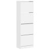 Shoe Cabinet with 4 Flip-Drawers - Stylish White Storage