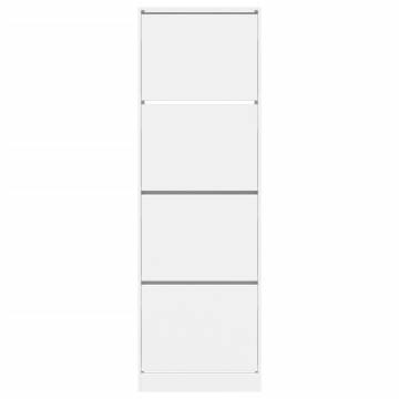 Shoe Cabinet with 4 Flip-Drawers - Stylish White Storage