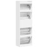 Shoe Cabinet with 4 Flip-Drawers - Stylish White Storage