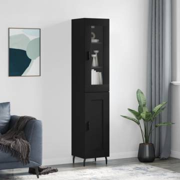 Stylish Highboard Black - 34.5x34x180 cm Engineered Wood