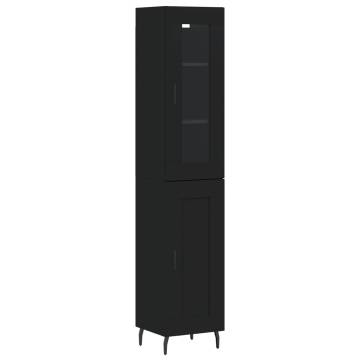 Stylish Highboard Black - 34.5x34x180 cm Engineered Wood