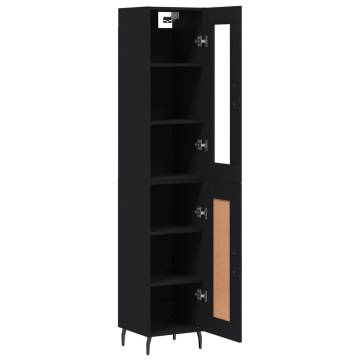 Stylish Highboard Black - 34.5x34x180 cm Engineered Wood