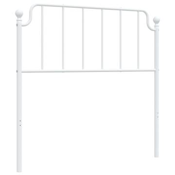 Stylish White Metal Headboard 100 cm - Durable & Sturdy