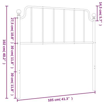 Stylish White Metal Headboard 100 cm - Durable & Sturdy