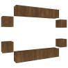 8 Piece Brown Oak TV Cabinet Set - Stylish & Practical