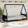 Kids Bed Frame Black 90x200 cm Solid Wood Pine Colour black Size 90 x 200 cm 