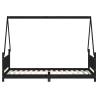 Kids Black Bed Frame 90x200 cm - Solid Pine Wood