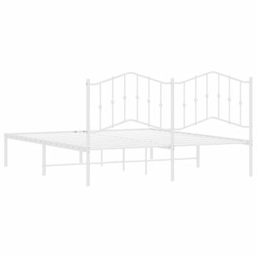 White Metal Bed Frame with Headboard 160x200 cm | Hipomarket