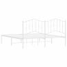 White Metal Bed Frame with Headboard 160x200 cm | Hipomarket