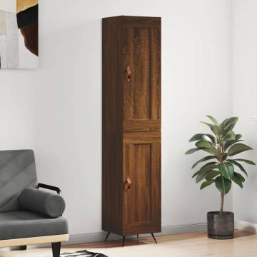 Elegant Highboard Brown Oak 34.5x34x180 cm | HipoMarket UK