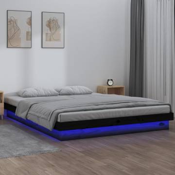 LED Bed Frame Black 150x200 cm King Size - Stylish Comfort