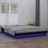 LED Bed Frame Black 150x200 cm King Size Solid Wood Colour black Size 150 x 200 cm 