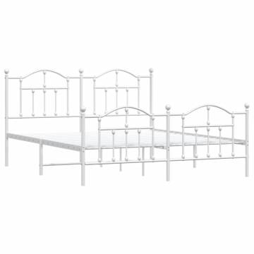 Metal Bed Frame with Headboard & Footboard - White Super King