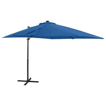 Cantilever Umbrella with LED Lights - Azure Blue 250 cm