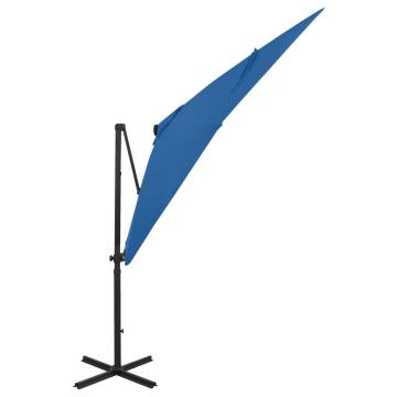 Cantilever Umbrella with LED Lights - Azure Blue 250 cm