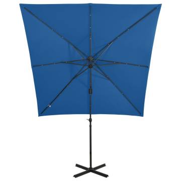 Cantilever Umbrella with LED Lights - Azure Blue 250 cm