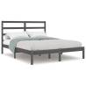 Grey Solid Wood Bed Frame 135x190 cm Double - Modern Design