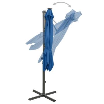 Cantilever Umbrella with LED Lights - Azure Blue 250 cm