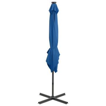 Cantilever Umbrella with LED Lights - Azure Blue 250 cm