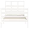 Stylish White Single Bed Frame with Headboard - Solid Wood