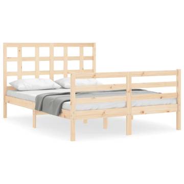 Solid Wood Bed Frame with Headboard - 140x200 cm