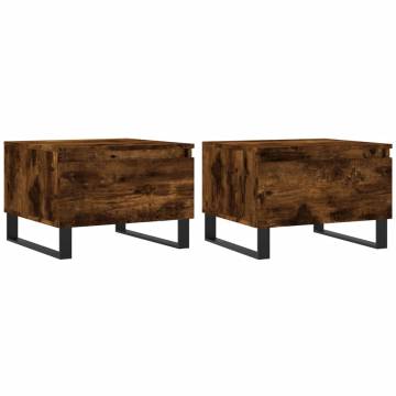 Elegant 2 pcs Smoked Oak Coffee Tables | Hipomarket UK