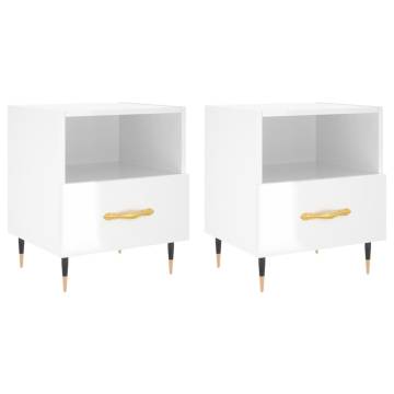 2 pcs High Gloss White Bedside Cabinets | Modern Storage Solution