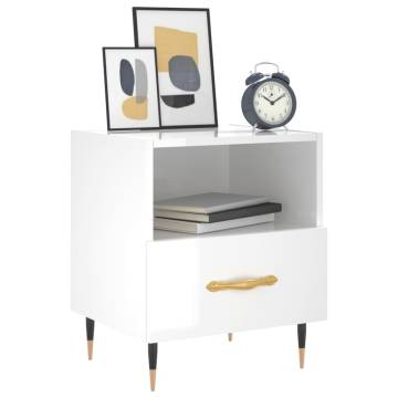 2 pcs High Gloss White Bedside Cabinets | Modern Storage Solution