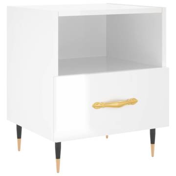 2 pcs High Gloss White Bedside Cabinets | Modern Storage Solution