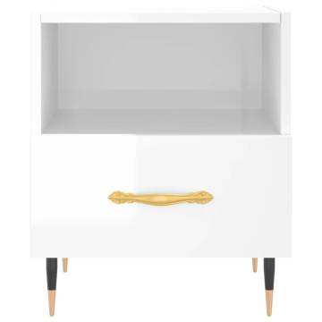 2 pcs High Gloss White Bedside Cabinets | Modern Storage Solution