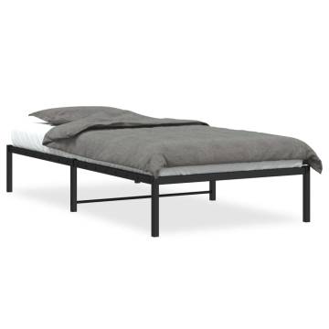 Robust Metal Bed Frame Black 100x190 cm - Timeless Design