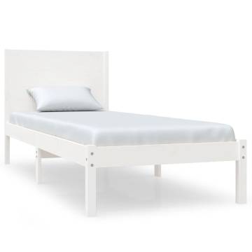 White Solid Wood Pine Bed Frame 100x200 cm | Hipo Market