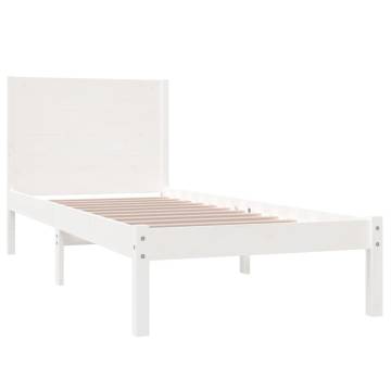 White Solid Wood Pine Bed Frame 100x200 cm | Hipo Market