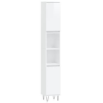 High Gloss White Bathroom Cabinet - 30x30x190 cm | HipoMarket