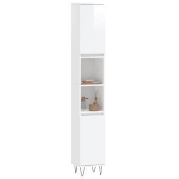 High Gloss White Bathroom Cabinet - 30x30x190 cm | HipoMarket