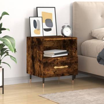 Stylish Smoked Oak Bedside Cabinet - 40x35x47.5 cm